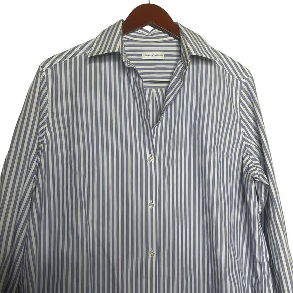Scanlan Theodore Blue Striped oversized Long Sleeve Button-Up Top Shirt sz 6 - Picture 5 of 7
